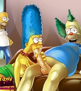 Sexy Marge from the Simsons cartoon sucking dick,  Marge fucking clown