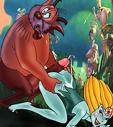 Monster licking Megara's sweet pussy, lustful Megara sucking hard dicks.