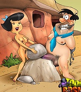 Fred Flintstone and Barney Rubble getting their cocks squashed by dommes