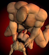 Huge strongman with a rock hard cock fucks a petite beauty.