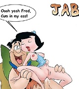 Fred Flintstone fucks Rubbles wife in her tight asshole.