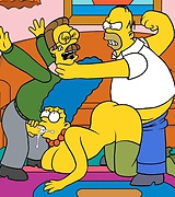 Homer Simpson and another guy fucks his wife Marge