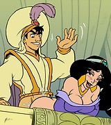 Famous princess Jasmine doesn't waste time staying alone at home. Aladdin decides to fuck the beauty in front of the crowd.