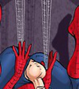 Red-haired ho Mary Jane fucks with Spider-Man in the craziest stress positions
