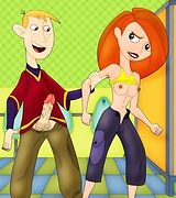 Kim Possible licks Ron's cock