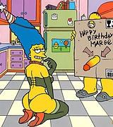 Naughty milf Marge gets hard cock as a birthday present. Busty Marge gets hammered hard.