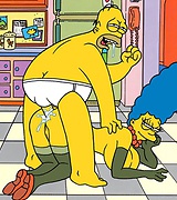 Homer gives Marge a special gift for her birthday. Marge gets her ass stretched and full of cum.