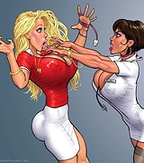 Cartoon babes with big tits - catfights