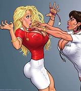 Cartoon babes with big tits - catfights