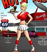 Interracial - waitress with huge boobs and monster cock