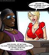 Interracial - waitress with huge boobs and monster cock