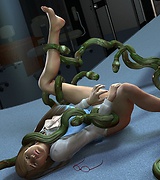 Sensation 3D tentacle attacks young women