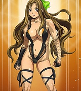Foxy fighter posing especially for you showing her big breasts and smooth pussy.